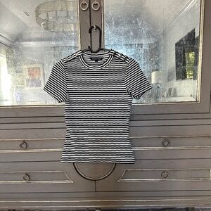 Veronica Beard Black White Striped Draya Knit T-Shirt Size XS